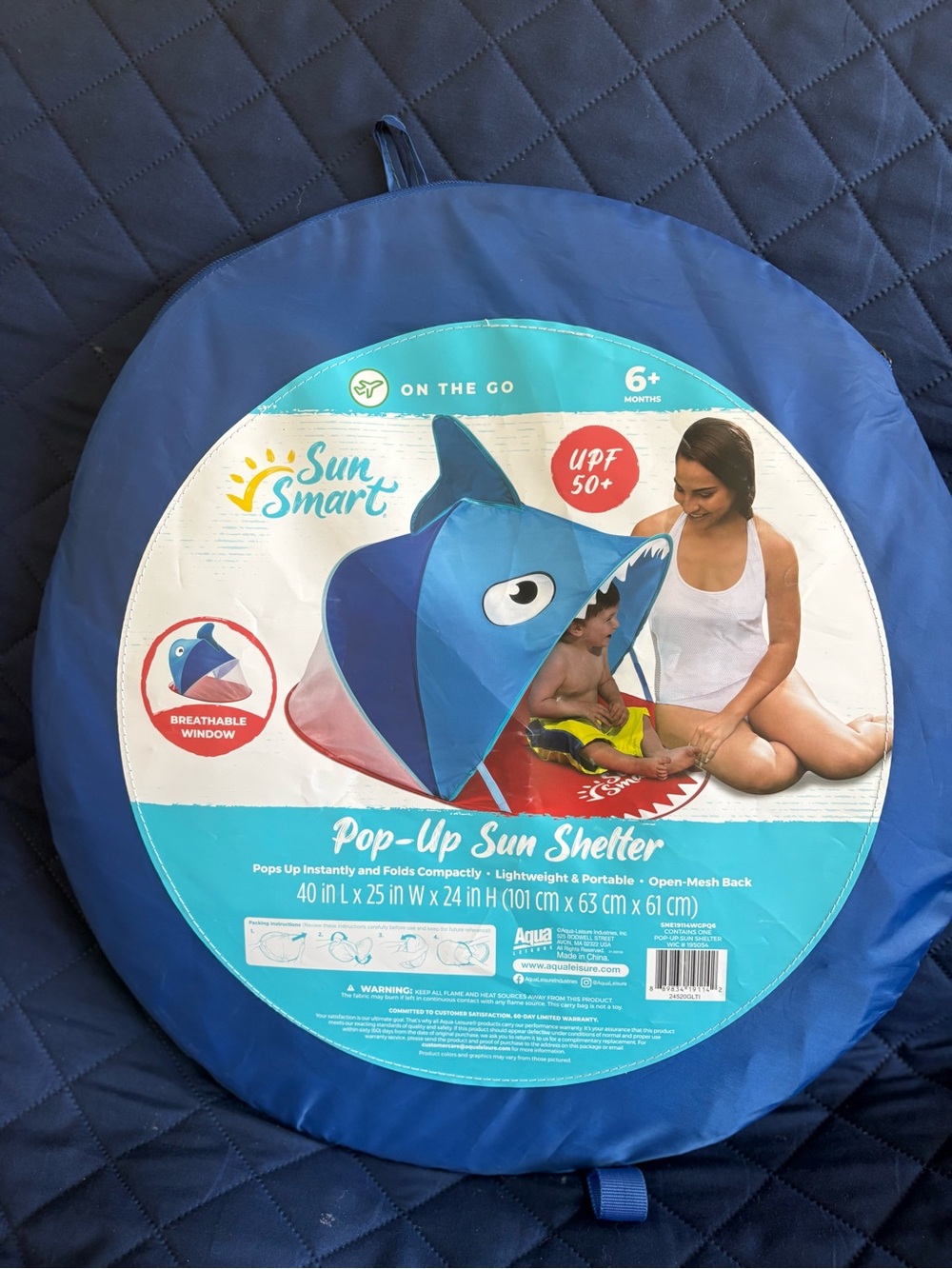 Able Pop-Up Sun Shelter in Blue and Aqua